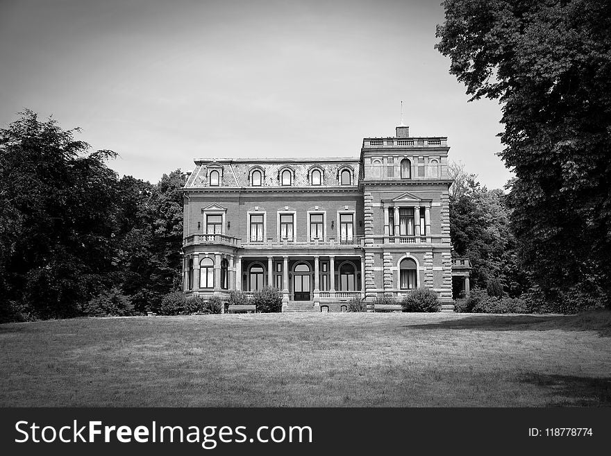 Landmark, Black And White, Stately Home, Estate