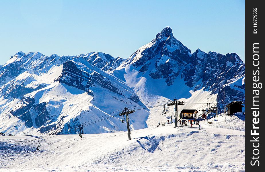 Mountain Range, Mountainous Landforms, Winter, Piste