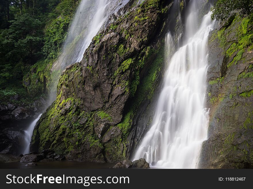 Waterfall in natural deep forest