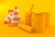 Renovation Background With Traffic Cone Royalty Free Stock Photo