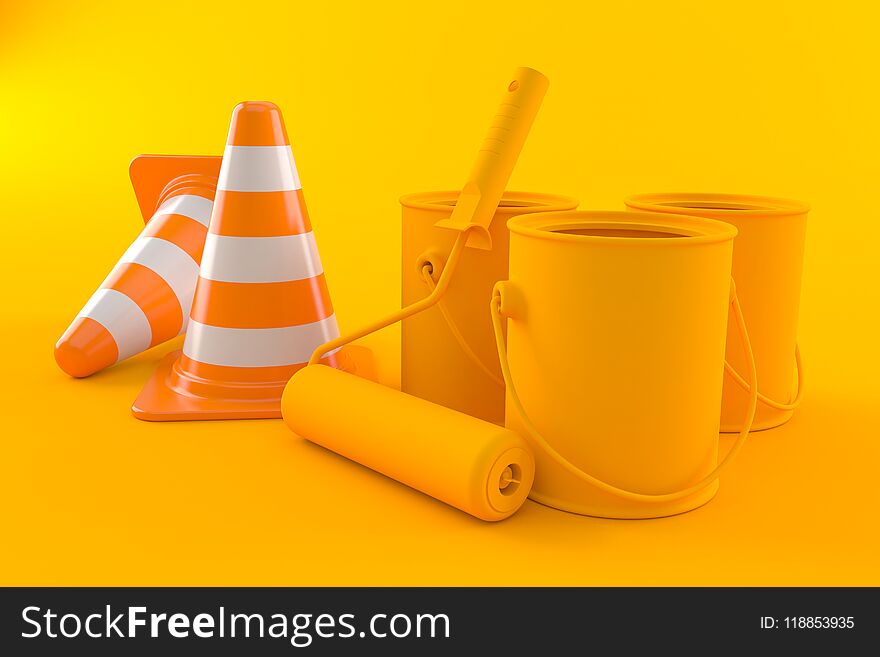 Renovation Background With Traffic Cone