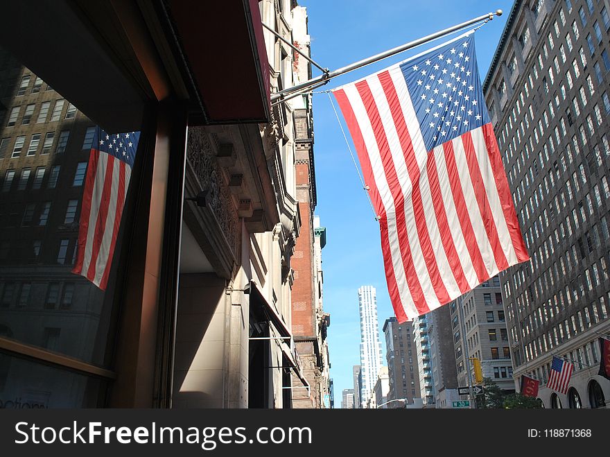 Flag, Flag Of The United States, Building, City