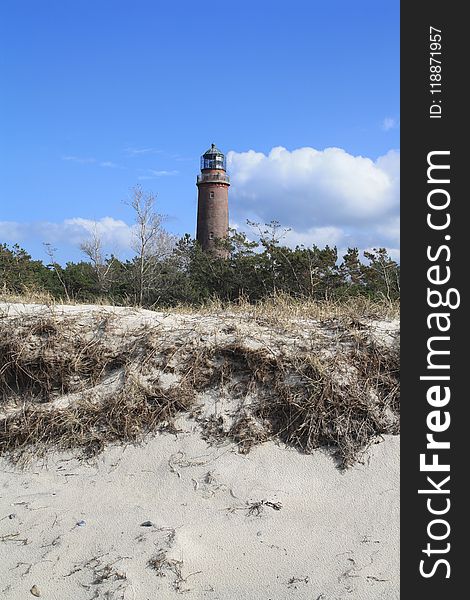 Lighthouse, Tower, Sky, Shore