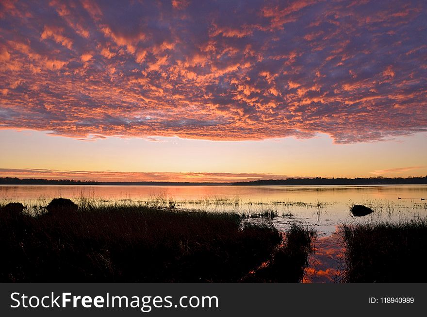 Sky, Horizon, Red Sky At Morning, Afterglow