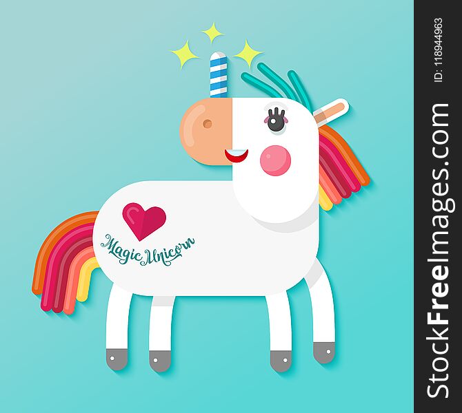 Flat Design Unicorn.