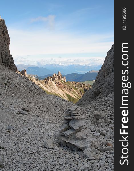 Cairn in the Dolomites,Italy. Cairn in the Dolomites,Italy