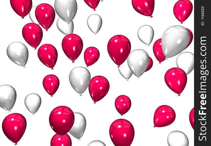 Many colored balloons - 3d rendered