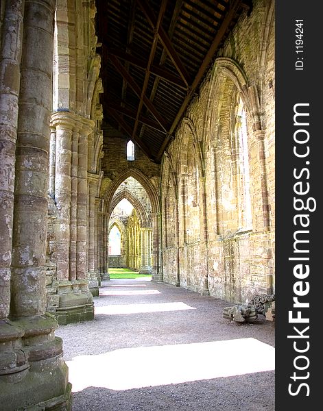 Columns in the Nave at Tintern Abbey Wales.