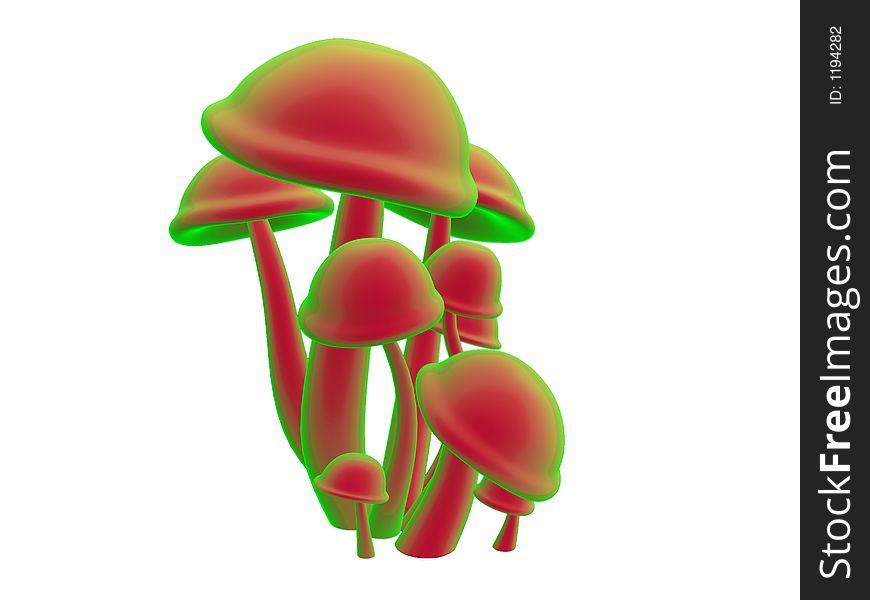 Some 3d rendered magic mushrooms