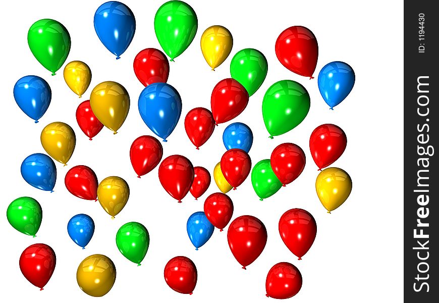 Many colored balloons - 3d rendered