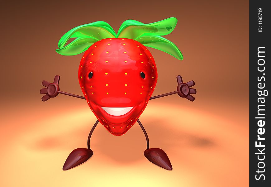 3D toon strawberry