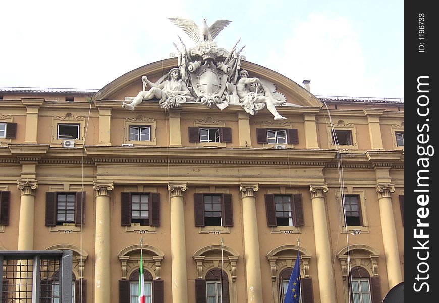 Front facade of building in Rome city. Front facade of building in Rome city