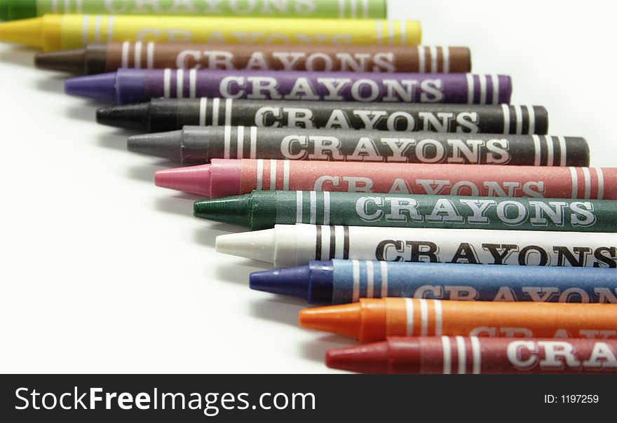 Wax crayons on white background.