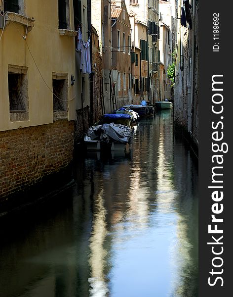 One of the back street canals that makes Venice so tranquil and romantic. One of the back street canals that makes Venice so tranquil and romantic.