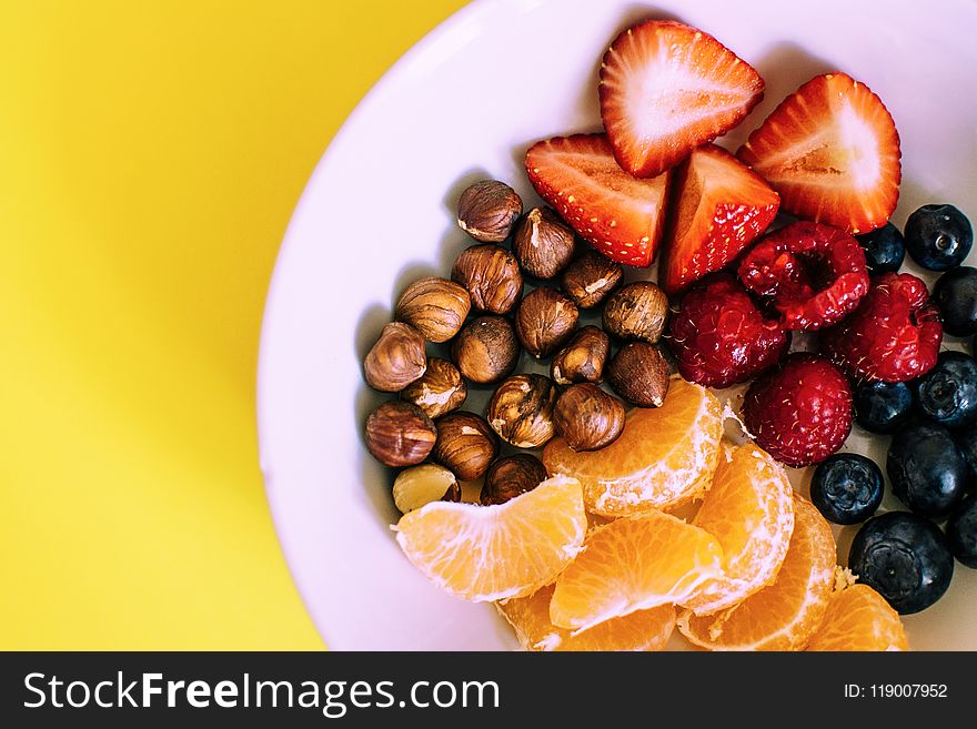 Assorted Fruits on White Ceramic Plate