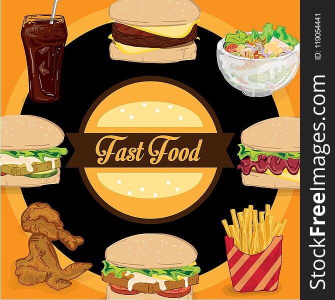Menu fastfood template design graphic set