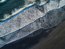 The Black Sand Beach In Iceland. Sea Aerial View And Top View. A Royalty Free Stock Images