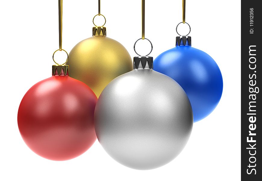 Four Christmas Balls isolated on white background