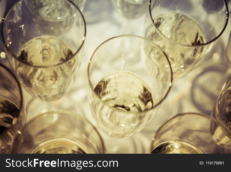 Champagne in flute glasses at a wedding