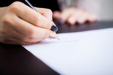 Business Woman Is Signing A Contract, Business Contract Details Royalty Free Stock Images