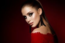 Fashion Photo Of Young Magnificent Woman In Luxury Dress. Royalty Free Stock Images Fashion Photo Of Young Magnificent Woman In Luxury Dress. Royalty Free Stock Images