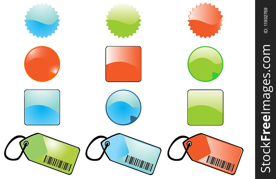 Glossy buttons&tags