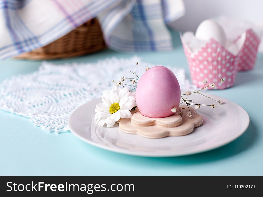 A festive Easter table, a light morning, a traditional Christian festive breakfast.