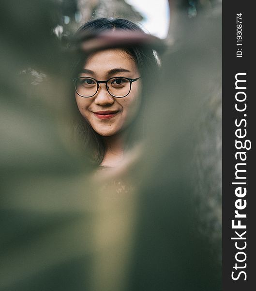 Woman Wearing Eyeglasses With Black Frames