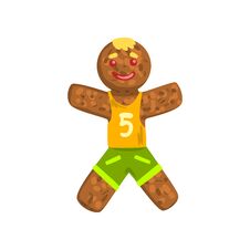 Gingerbread Man In Costume Of Soccer Player, Christmas Character With Funny Face Vector Illustration On A White Royalty Free Stock Images