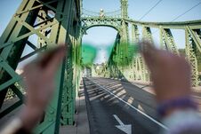 Liberty Bridge Through The Sunglasses In Budapest Royalty Free Stock Photos