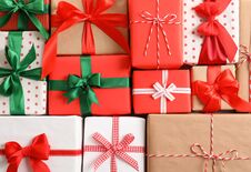 Beautifully Wrapped Gift Boxes As Background Royalty Free Stock Photo