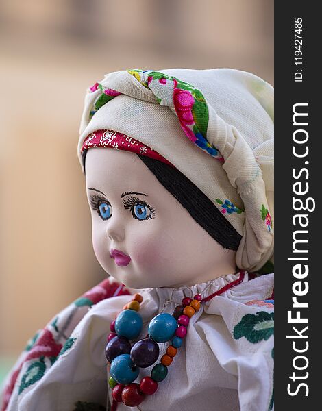 Handmade ukrainian doll ancient culture folk crafts tradition of Ukraine.