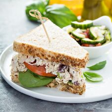 Chicken Salad Sandwich With Spinach And Tomato Royalty Free Stock Photos Chicken Salad Sandwich With Spinach And Tomato Royalty Free Stock Photos