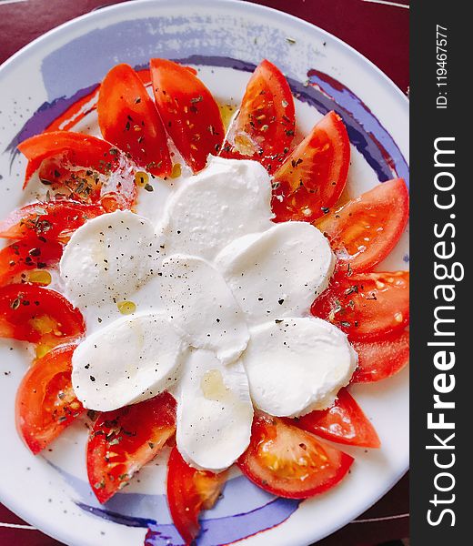 Slice of Tomatoes on Plate