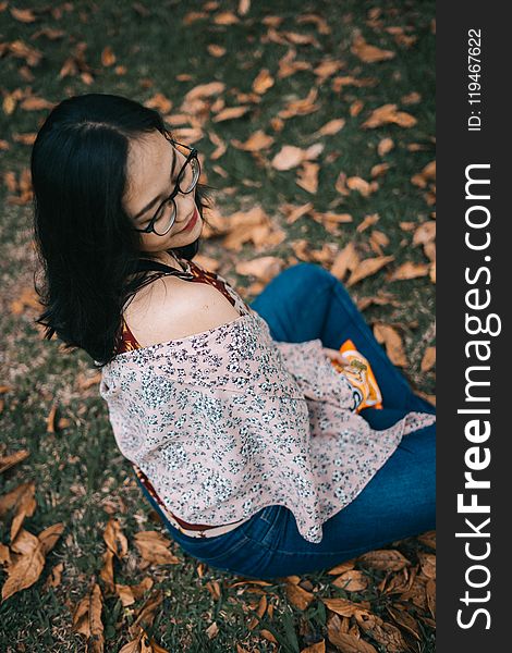 Woman Wearing Black Framed Eyeglasses