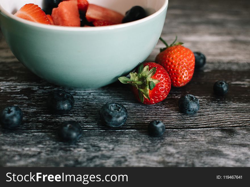 Strawberry Fruits and White Ceramic Bowl