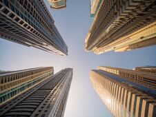 Residential Skyscraper In Dubai On A Sunny Day. UAE. Stock Photography