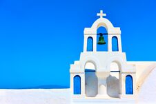 Small White Bell-tower In Santorini Royalty Free Stock Images