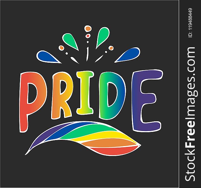 Vector illustration with lettering. `Pride`