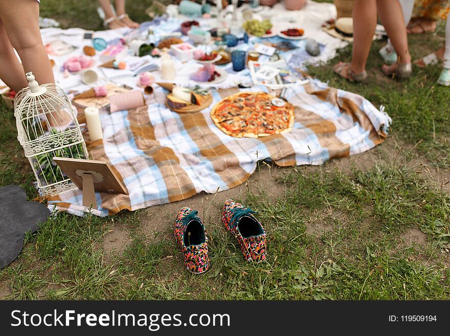 Summer sunny day and picnic lay