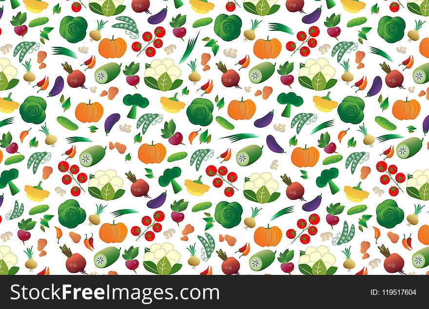 Pattern with colored vegetables. Vector illustration background ready for your design. Pattern with colored vegetables. Vector illustration background ready for your design