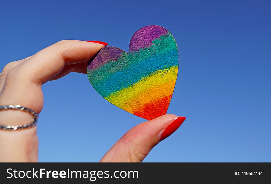 Person Holding Multicolored Heart Decor