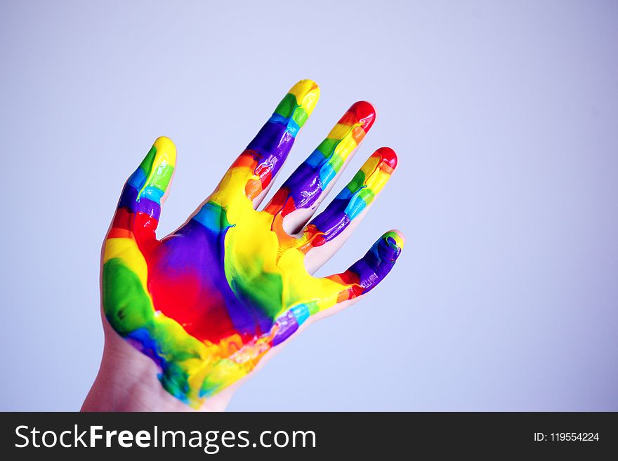 Person&#x27;s Hand With Paints