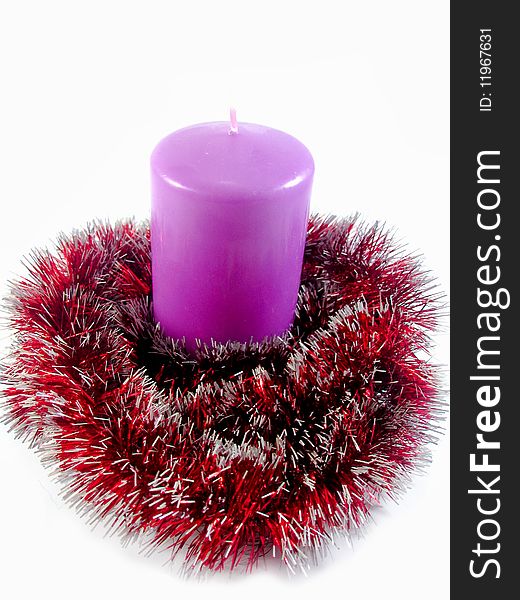 Christmas candle a lavender smell shrouded in a snowball