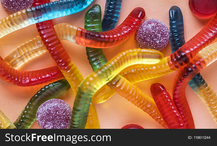 Closeup Photo of Assorted-color Gummy Worms
