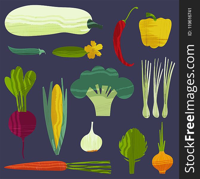 Set of vegetables. Vector illustration