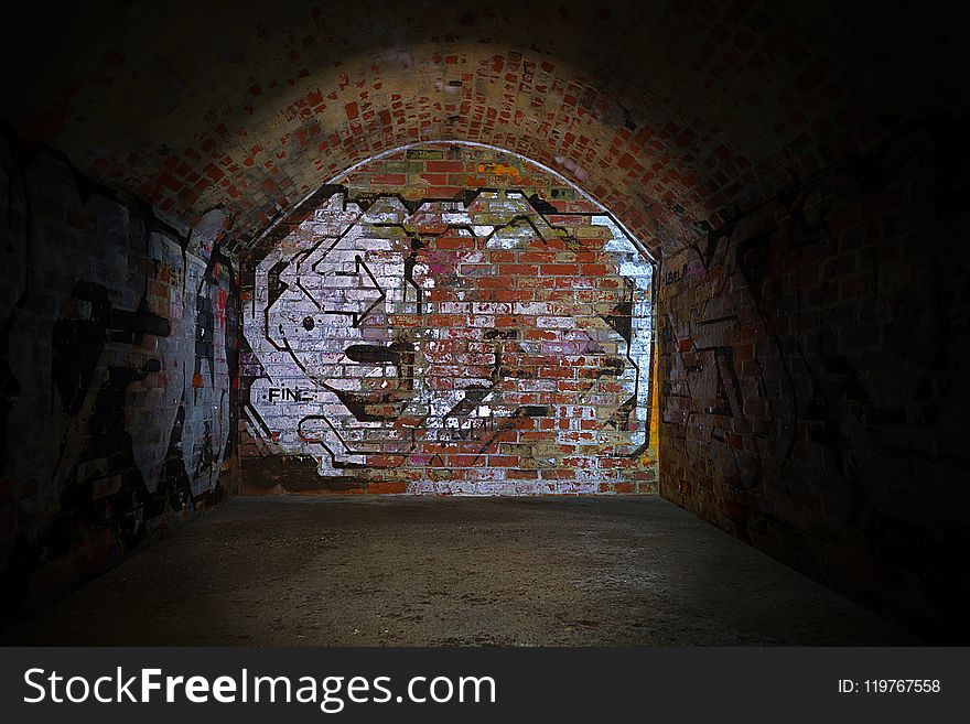 Wall, Tunnel, Arch, Art