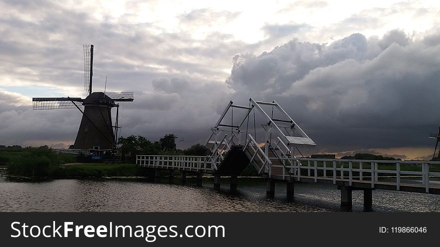 Windmill, Waterway, Mill, Cloud