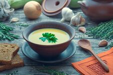 Plate With Cream Soup Of Lentils Royalty Free Stock Images