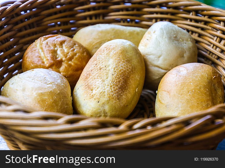 Bread In Brown Wicker Basket